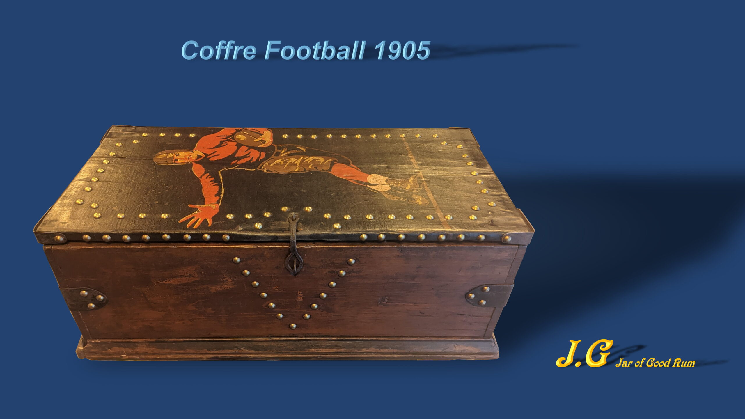 The Footballer chest, decorated with its painting