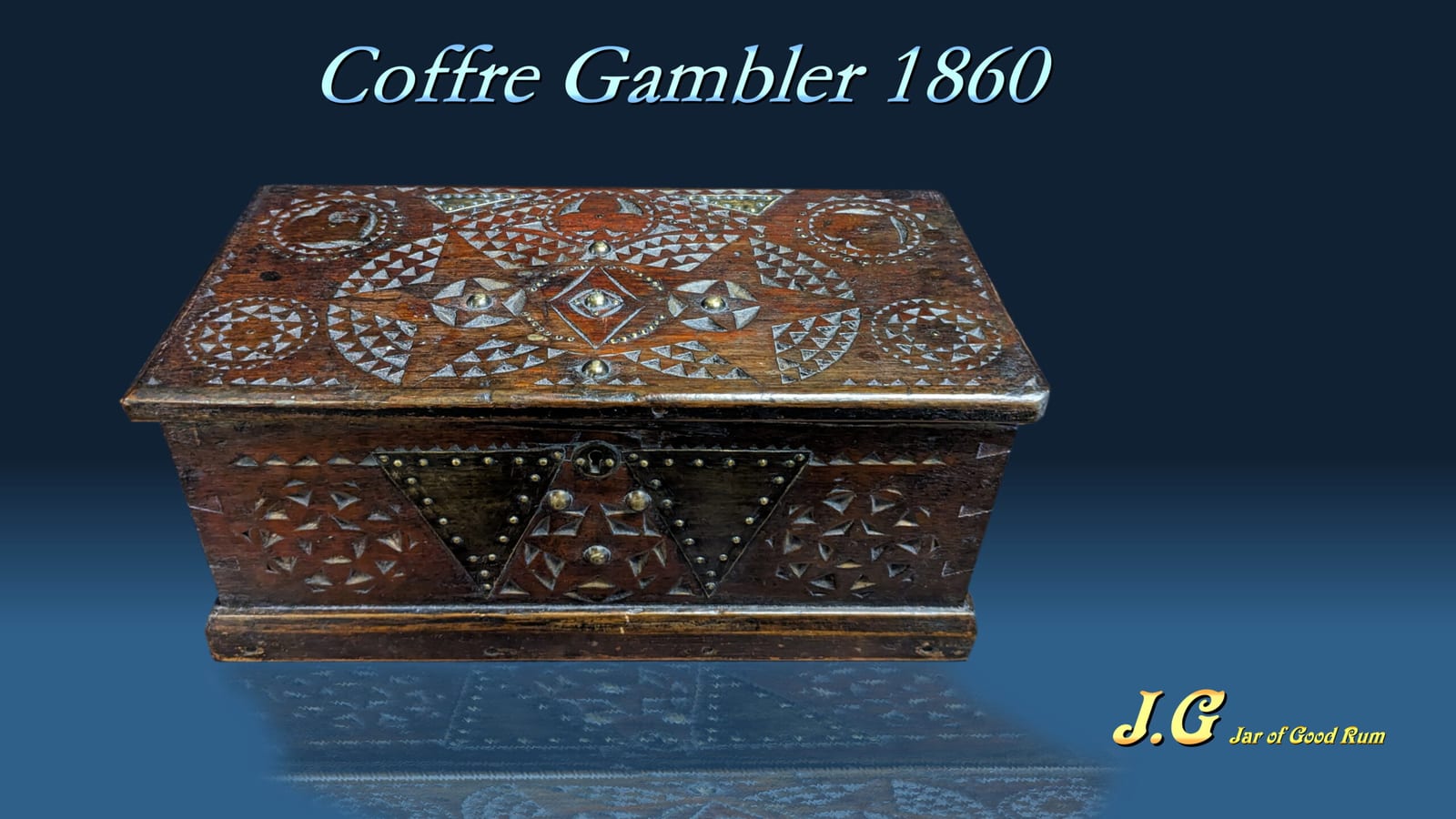 The Gambler 1860 chest, decorated with chip carving